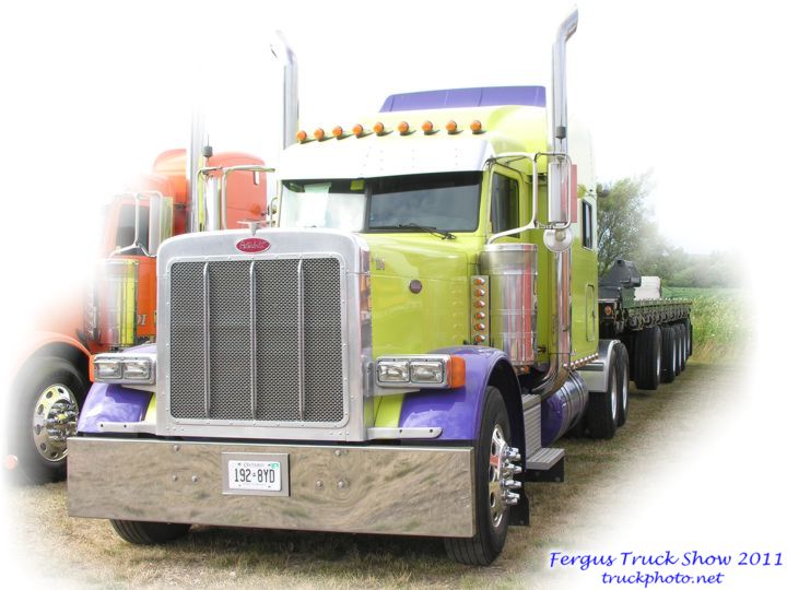 &nbsp;Lime Green Peterbilt With Purple Trim