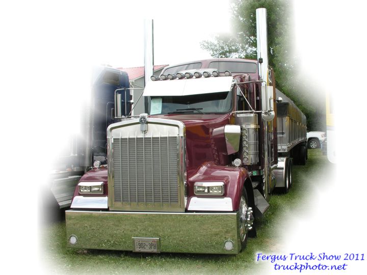 Red / Burgundy  Kenworth Highway Tractor with Covered Wagon