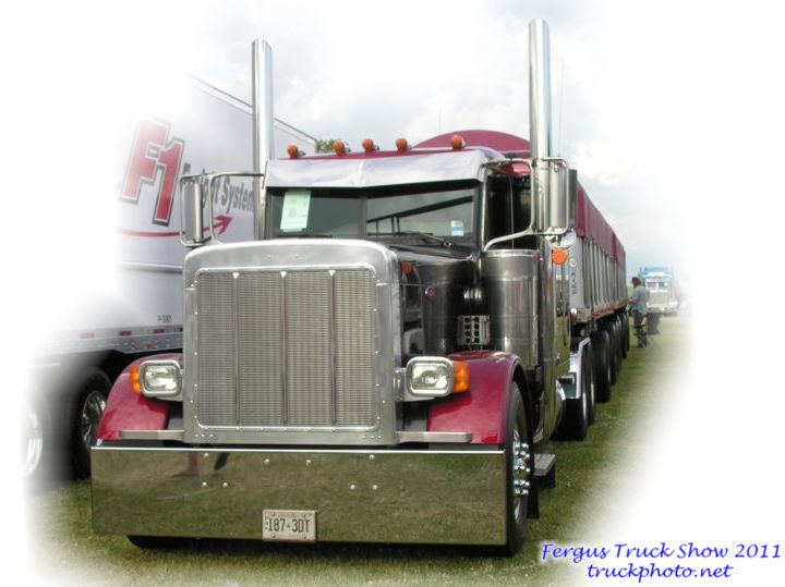 Red On Black Highway Tractor With Covered Wagon Fergus Truck Show 2011